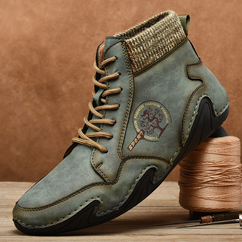 Men Handmade Leather Comfy Soft Sock Ankle Boots