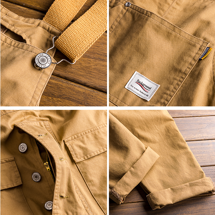 Retro Casual Multi-Pocket Jumpsuits