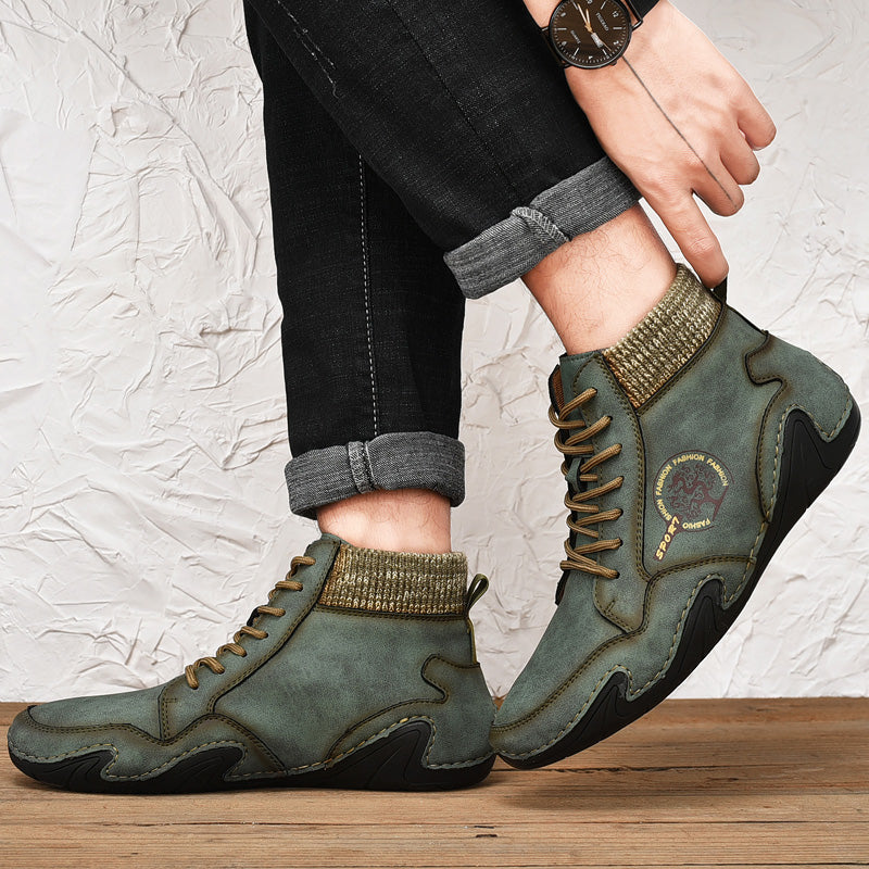 Men Handmade Leather Comfy Soft Sock Ankle Boots