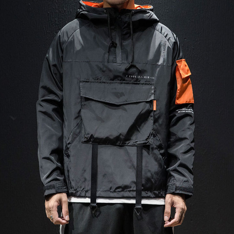 Wind-proof Hooded Pullover Hip Hop Loose Jacket
