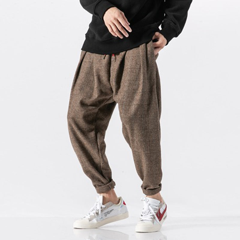 Japanese Thick Casual Plaid Trousers