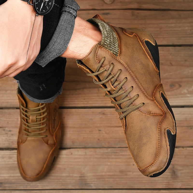 Men Handmade Leather Comfy Soft Sock Ankle Boots