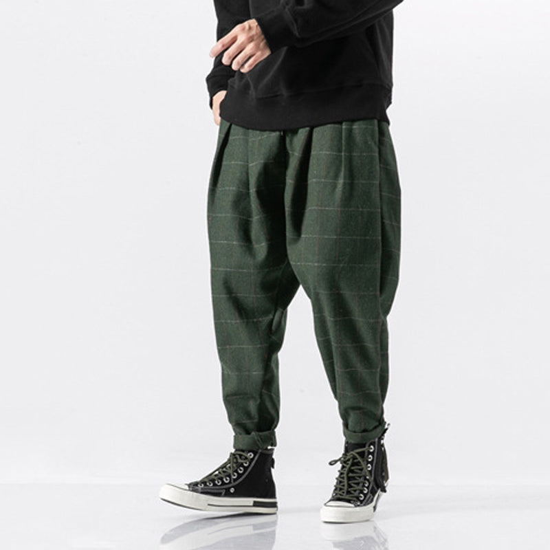 Japanese Thick Casual Plaid Trousers