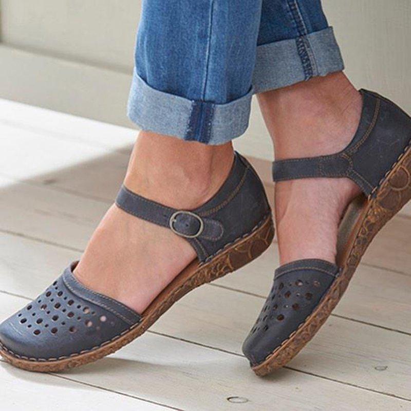 Women Summer Ladies Round Toe Hollow-Out Sandals