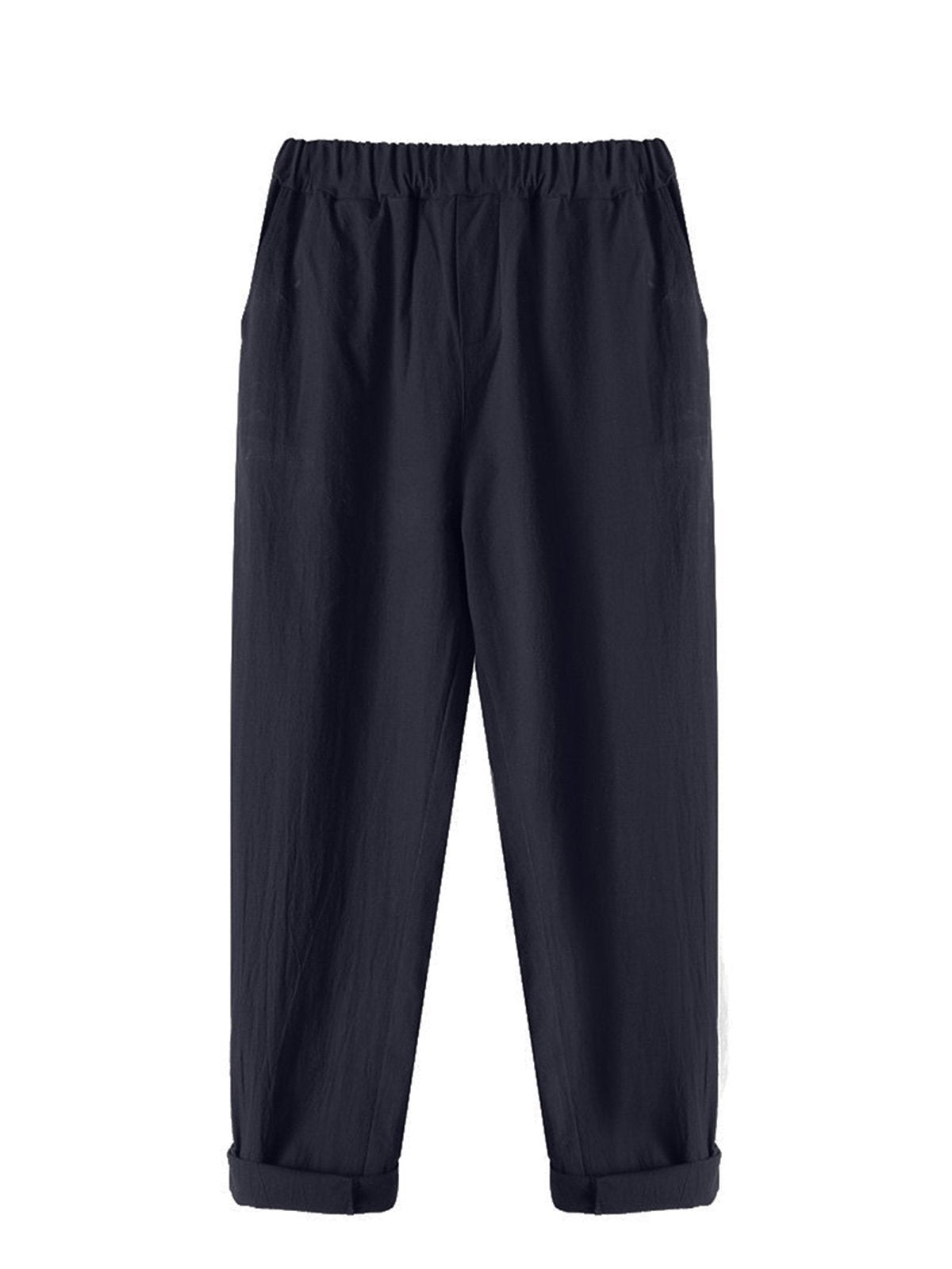 Gray Simple Basic Shift Solid Plus Size Pants