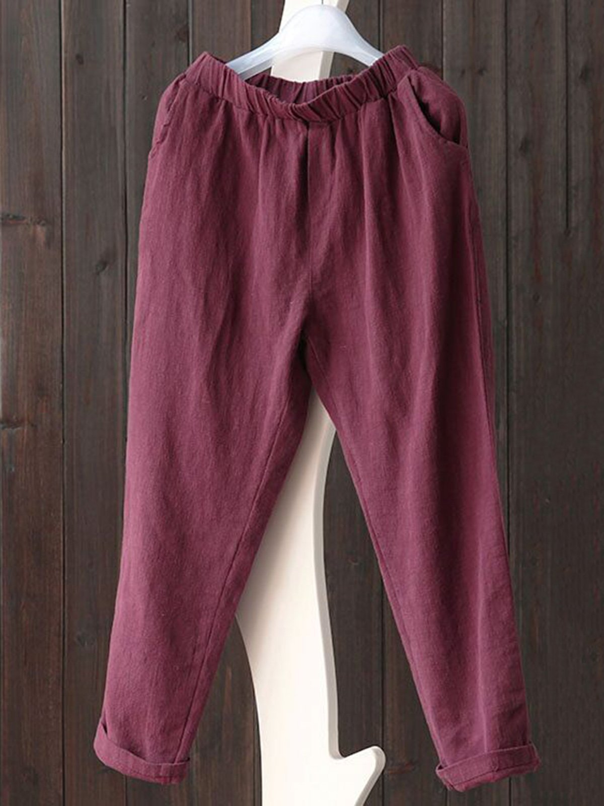 Gray Simple Basic Shift Solid Plus Size Pants