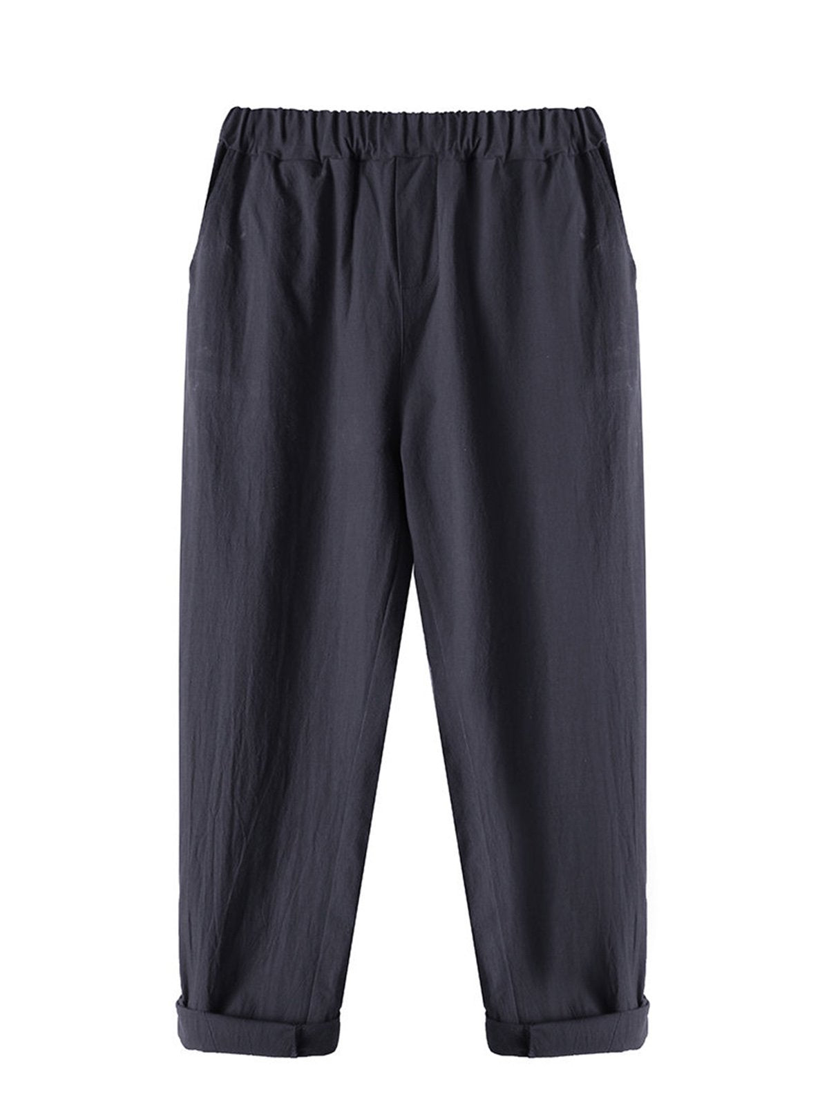 Gray Simple Basic Shift Solid Plus Size Pants