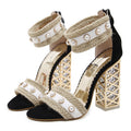 Women Imitation Pearl Sexy Open Toe Heels