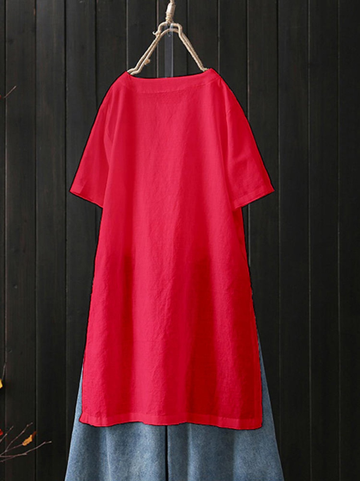 2019 Summer Linen Solid Plus Size Short Sleeve T-Shirts