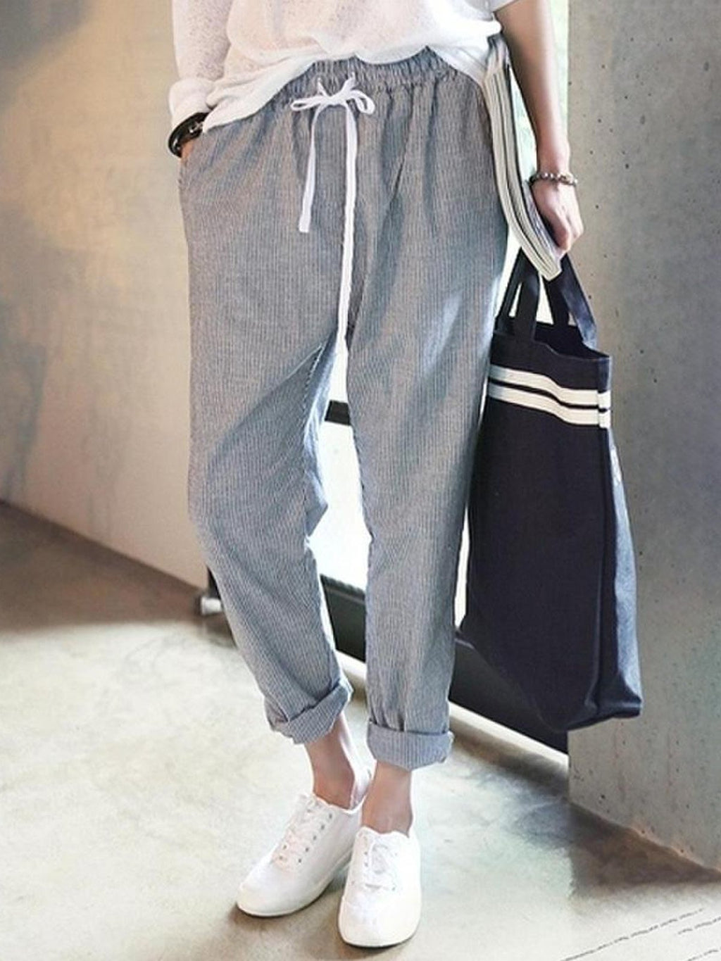 All Season Natural Casual Linen Stripes Pants