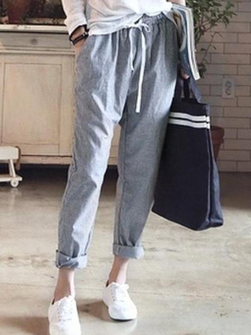 All Season Natural Casual Linen Stripes Pants