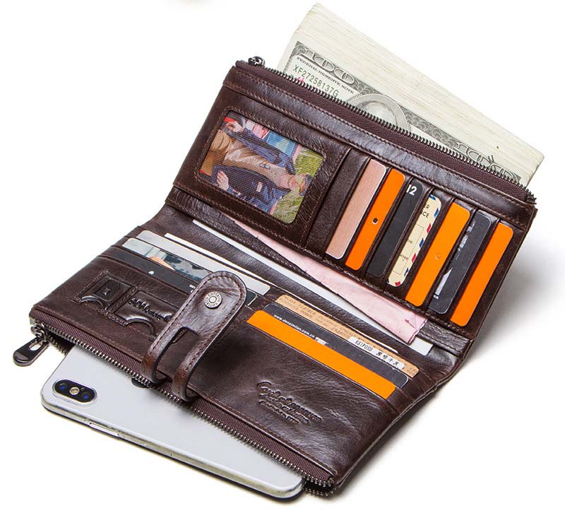Real cowhide long women's wallet