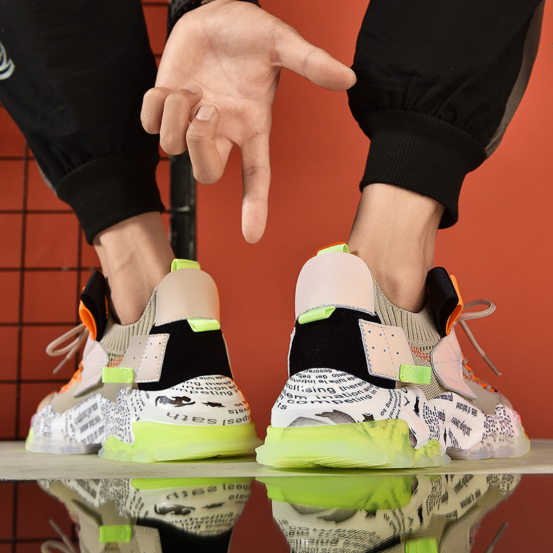 Graffiti Breathable Mesh Platform Casual Sneakers