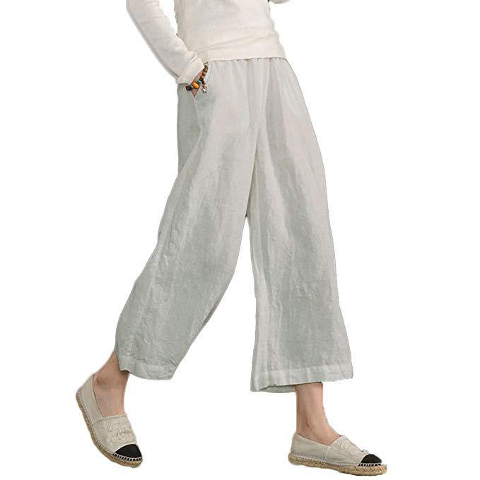 Solid Casual Linen Pants