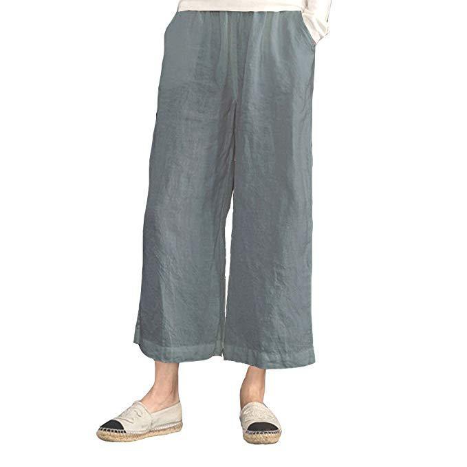 Solid Casual Linen Pants