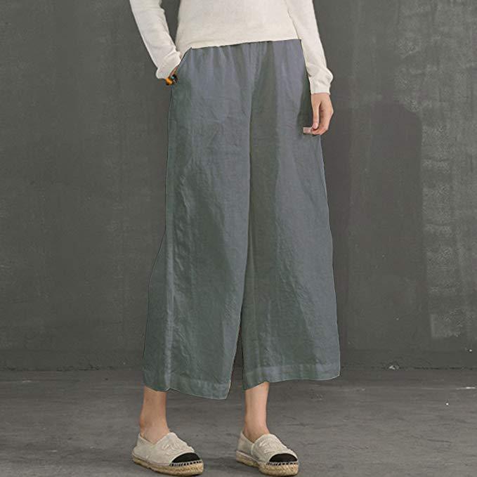 Solid Casual Linen Pants