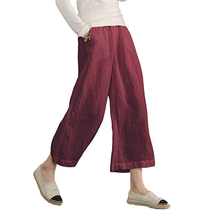 Solid Casual Linen Pants