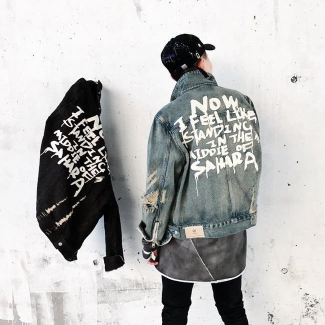 Graffiti Washed Denim Jacket