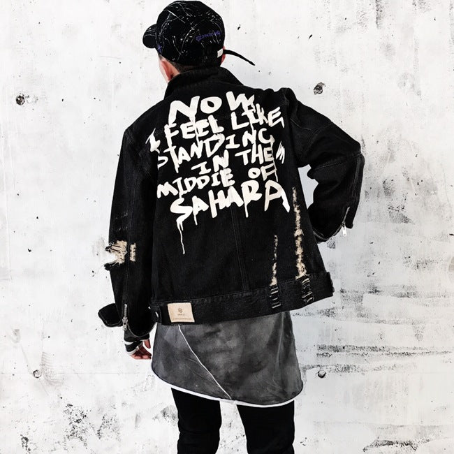 Graffiti Washed Denim Jacket