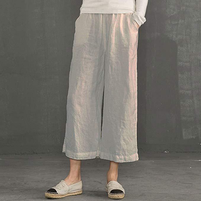 Solid Casual Linen Pants