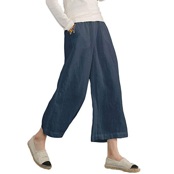 Solid Casual Linen Pants