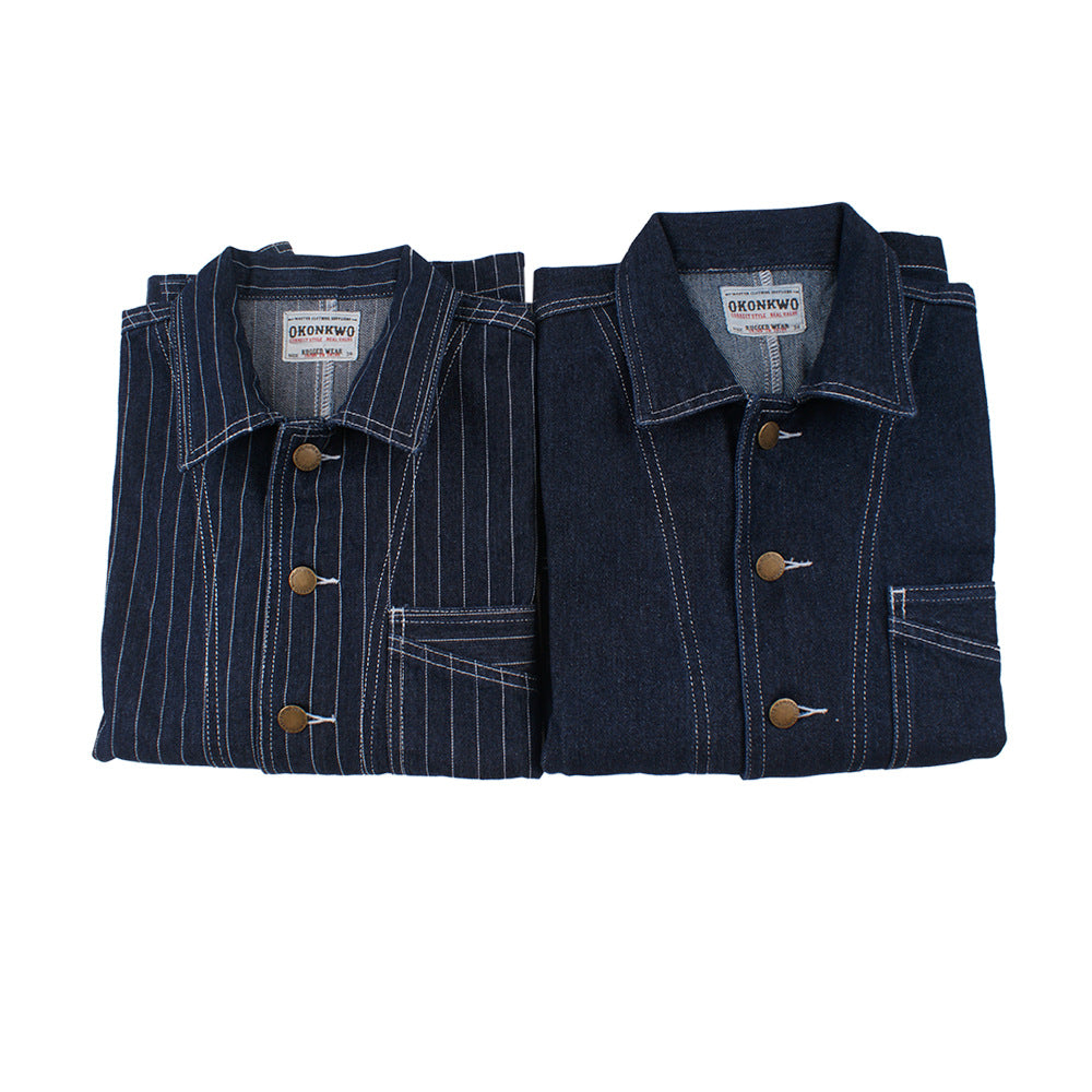 Retro Vertical Stripes Denim Jacket