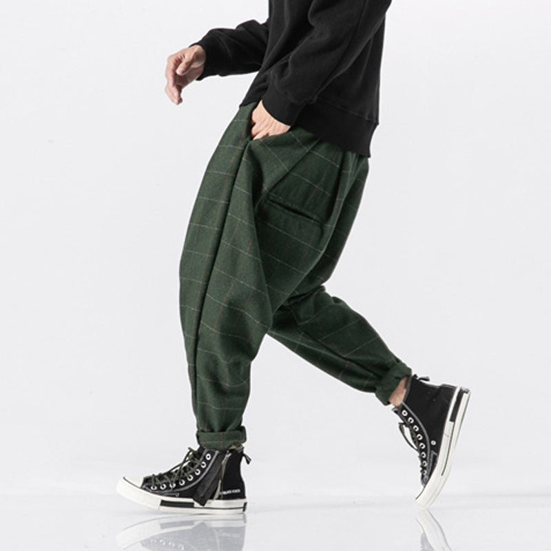 Japanese Thick Casual Plaid Trousers