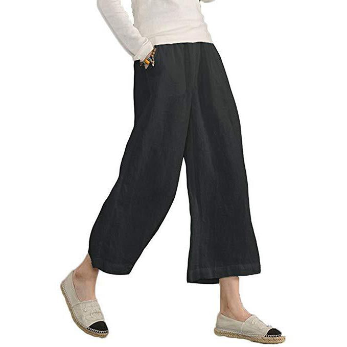 Solid Casual Linen Pants
