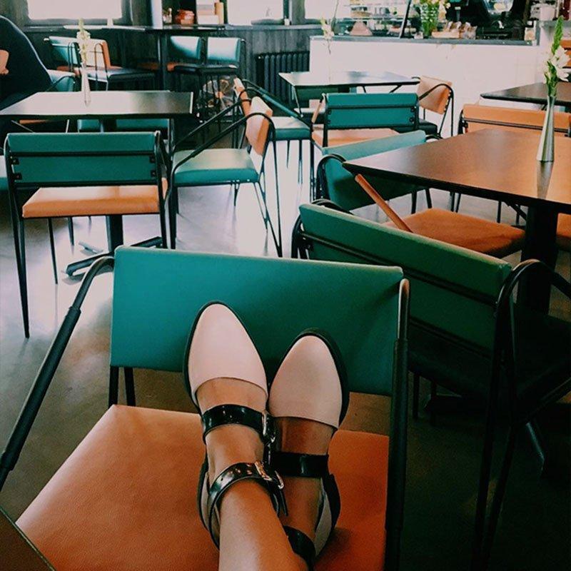 Buckle Color block Sandals Flats