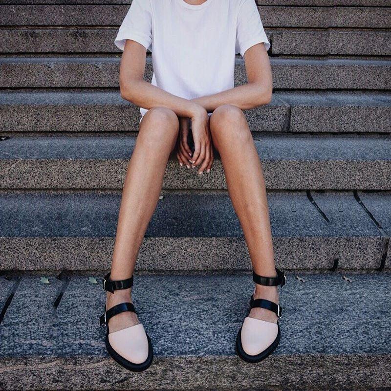 Buckle Color block Sandals Flats