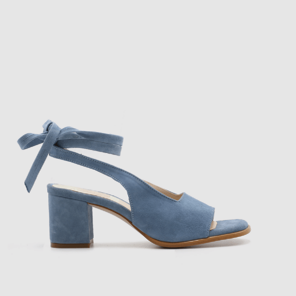 Women Bandage Suede Pumps Holiday Summer Chunky Heel Sandals