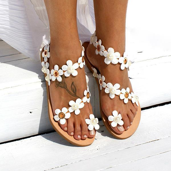 Casual Flower Slip On Sandals