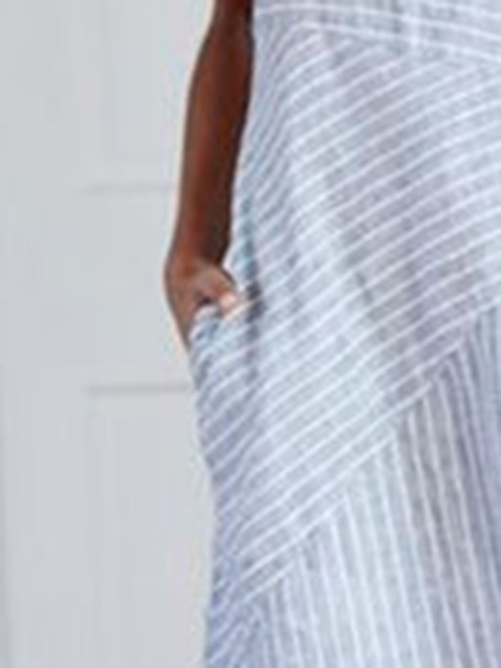 Cotton Striped Dresses Crew Neck Light Gray Women Dresses Shift Daily