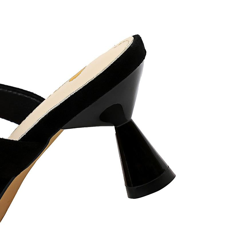 Date Pointed Toe Buckle Strap Slippers