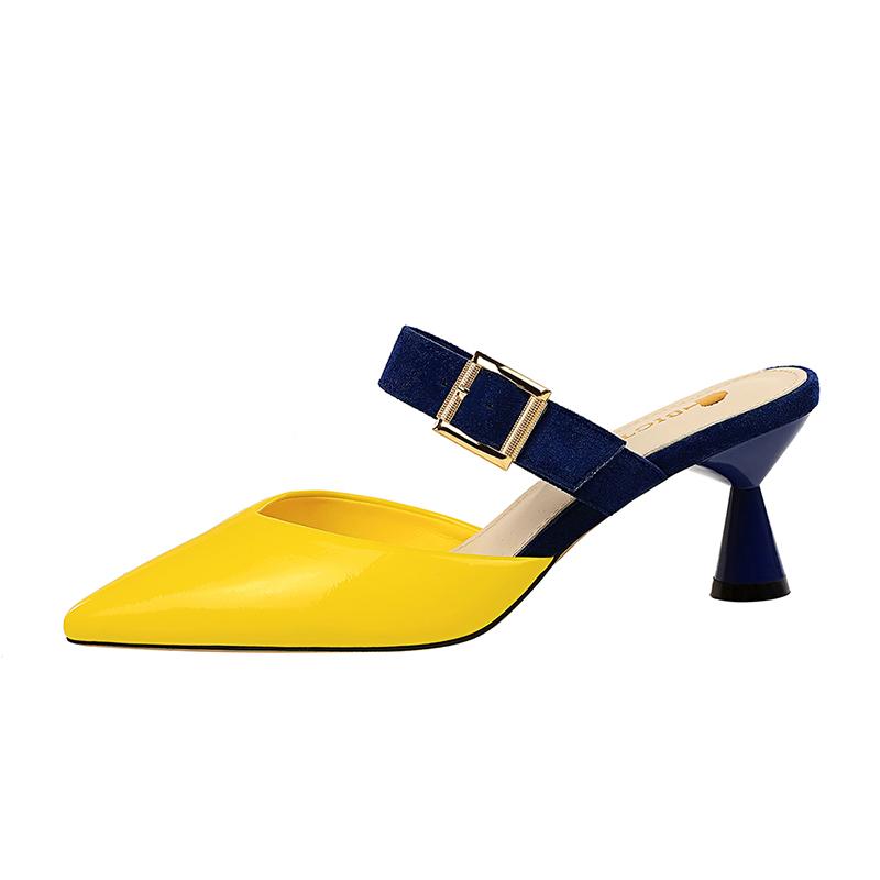 Date Pointed Toe Buckle Strap Slippers