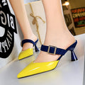 Date Pointed Toe Buckle Strap Slippers