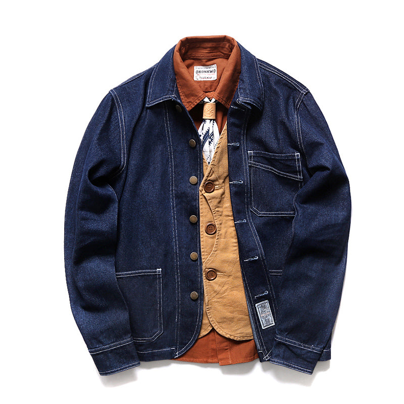 Retro Vertical Stripes Denim Jacket