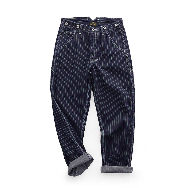 Vertical Stripe Straight Wide Leg Pants