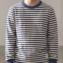 American Retro Blue And White Striped Long Sleeve T-shirt