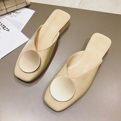 Square Toe Elegant Date Flat Heel Slippers Loafers