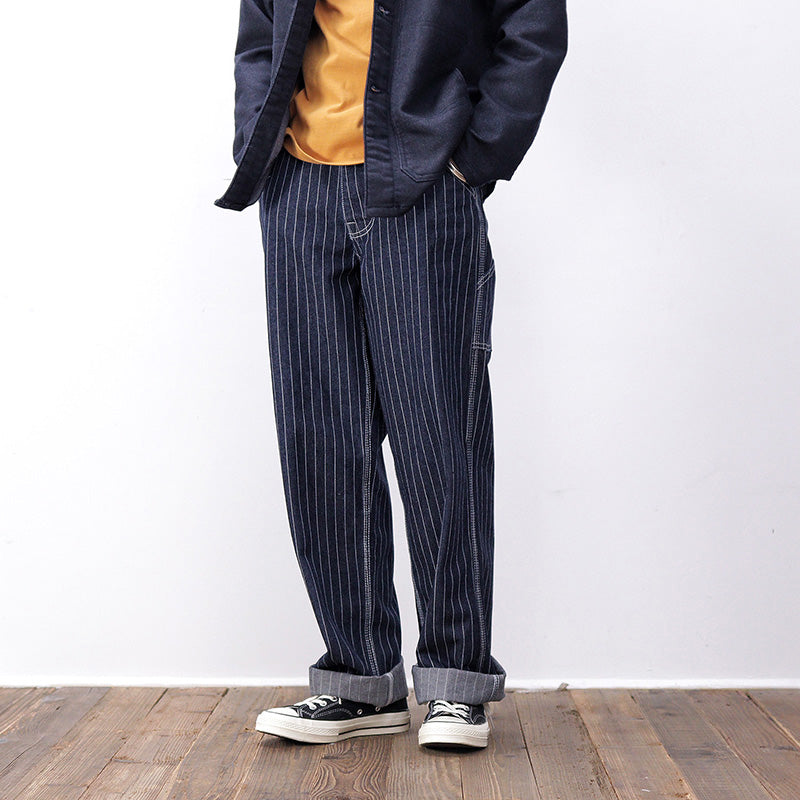 Vertical Stripe Straight Wide Leg Pants