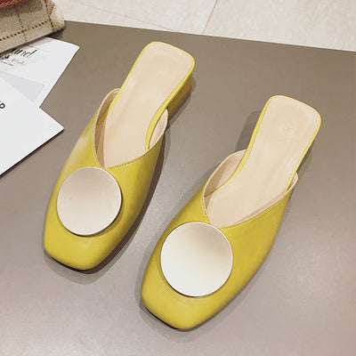 Square Toe Elegant Date Flat Heel Slippers Loafers