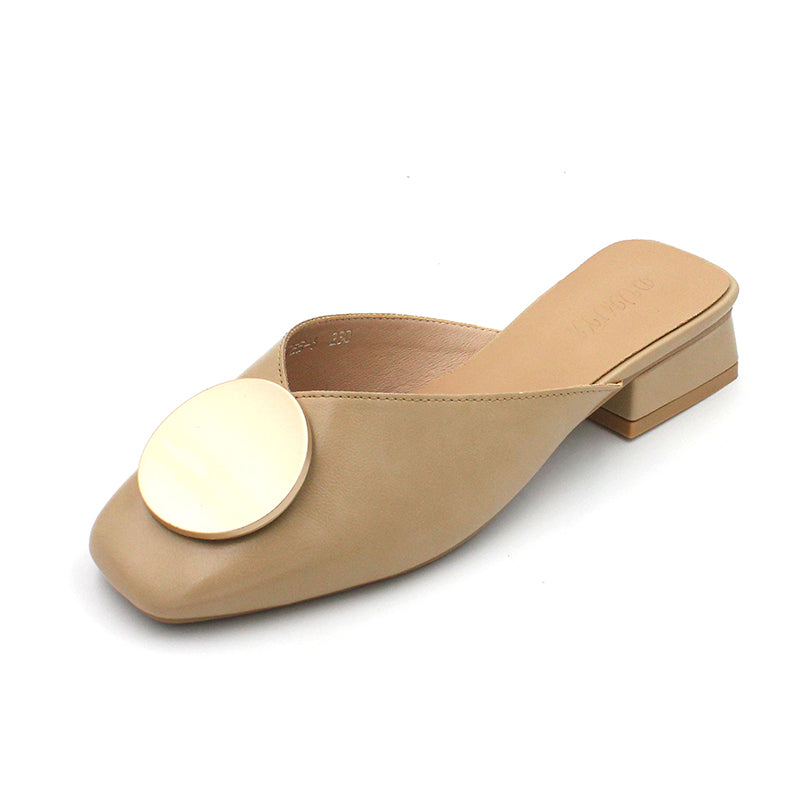 Square Toe Elegant Date Flat Heel Slippers Loafers