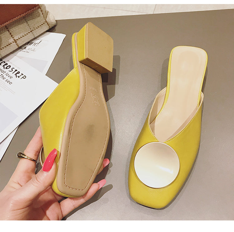 Square Toe Elegant Date Flat Heel Slippers Loafers