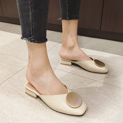 Square Toe Elegant Date Flat Heel Slippers Loafers