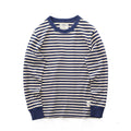 American Retro Blue And White Striped Long Sleeve T-shirt
