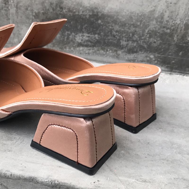 Chunky Heel Genuine Leather Square Toe Shoes