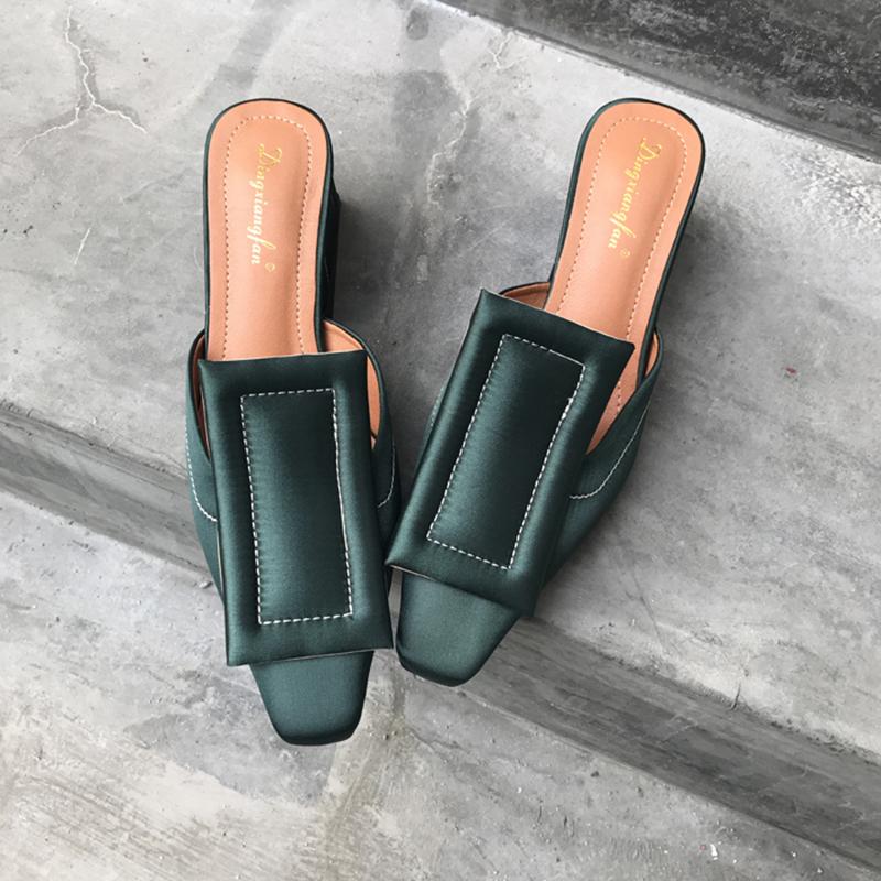 Chunky Heel Genuine Leather Square Toe Shoes