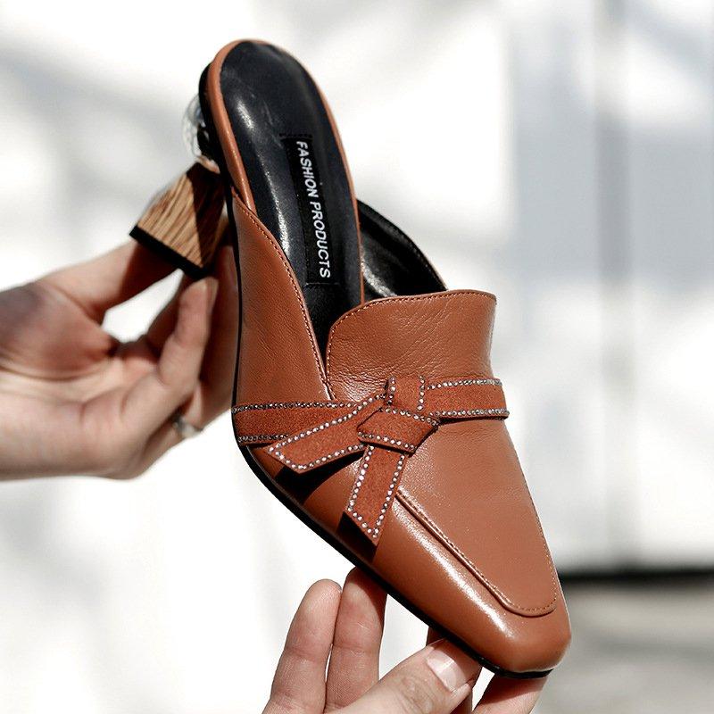 Elegant Date Special-shaped Heels Mule Bowknot Sandals