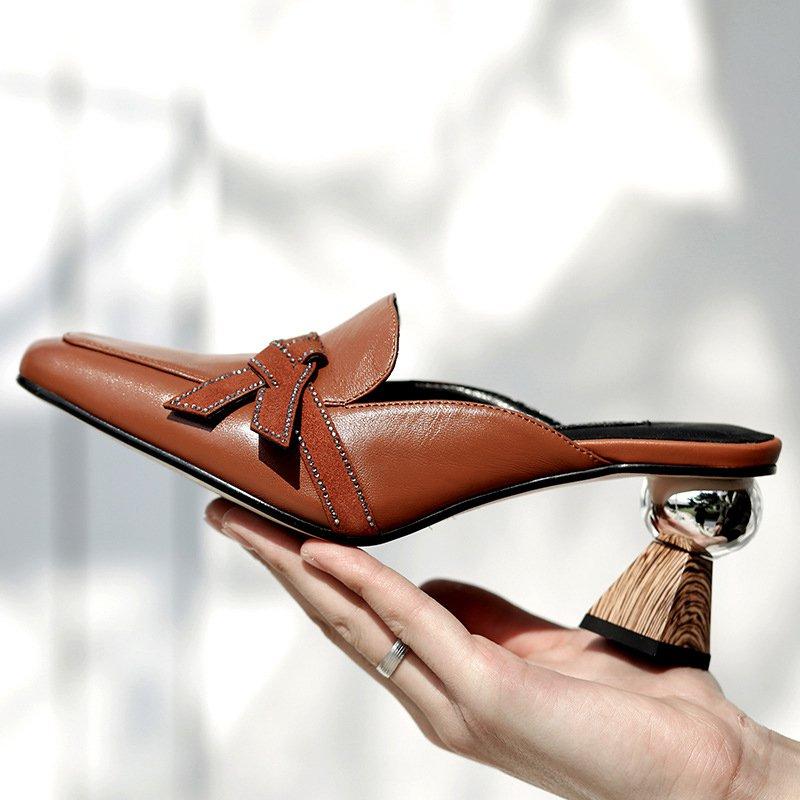 Elegant Date Special-shaped Heels Mule Bowknot Sandals